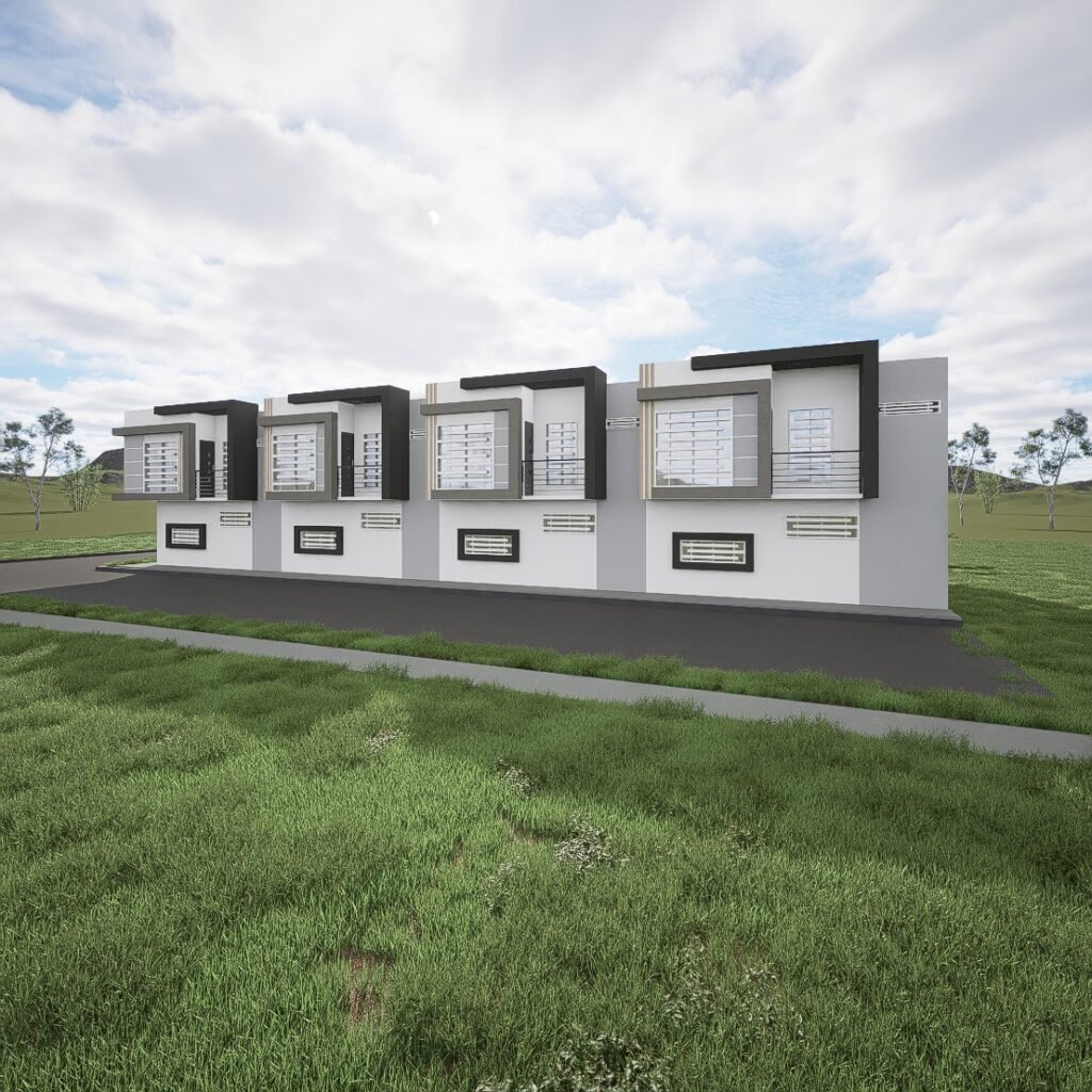 Fachada trasera casas en San Miguel